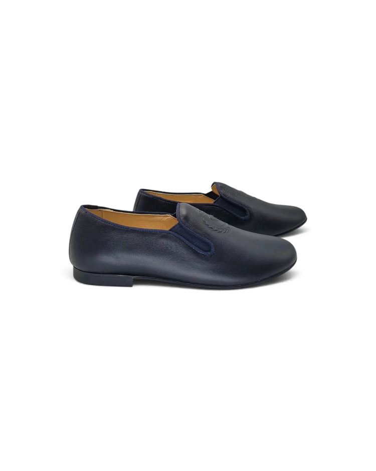 Andanines navy mousse embossed smoking slip-on | kids fast shipping