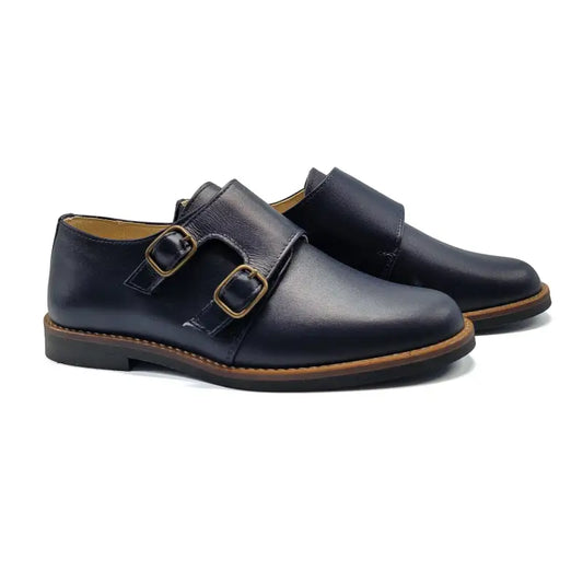 Andanines Oxford Blue Monk Strap Dress Shoe 222413 - BOYS