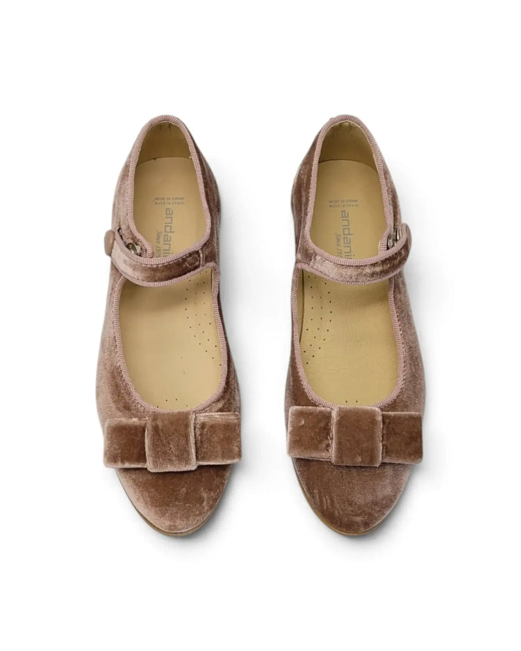 Andanines pink velvet bow mary jane | kids shoes fast shipping