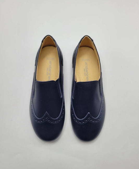 Navy wingtip smoking slip on flats fast shipping