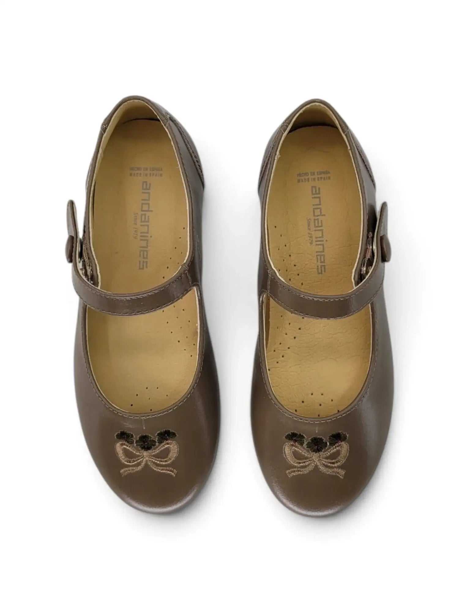 Andanines taupe embroidered mary jane | kids shoes fast shipping