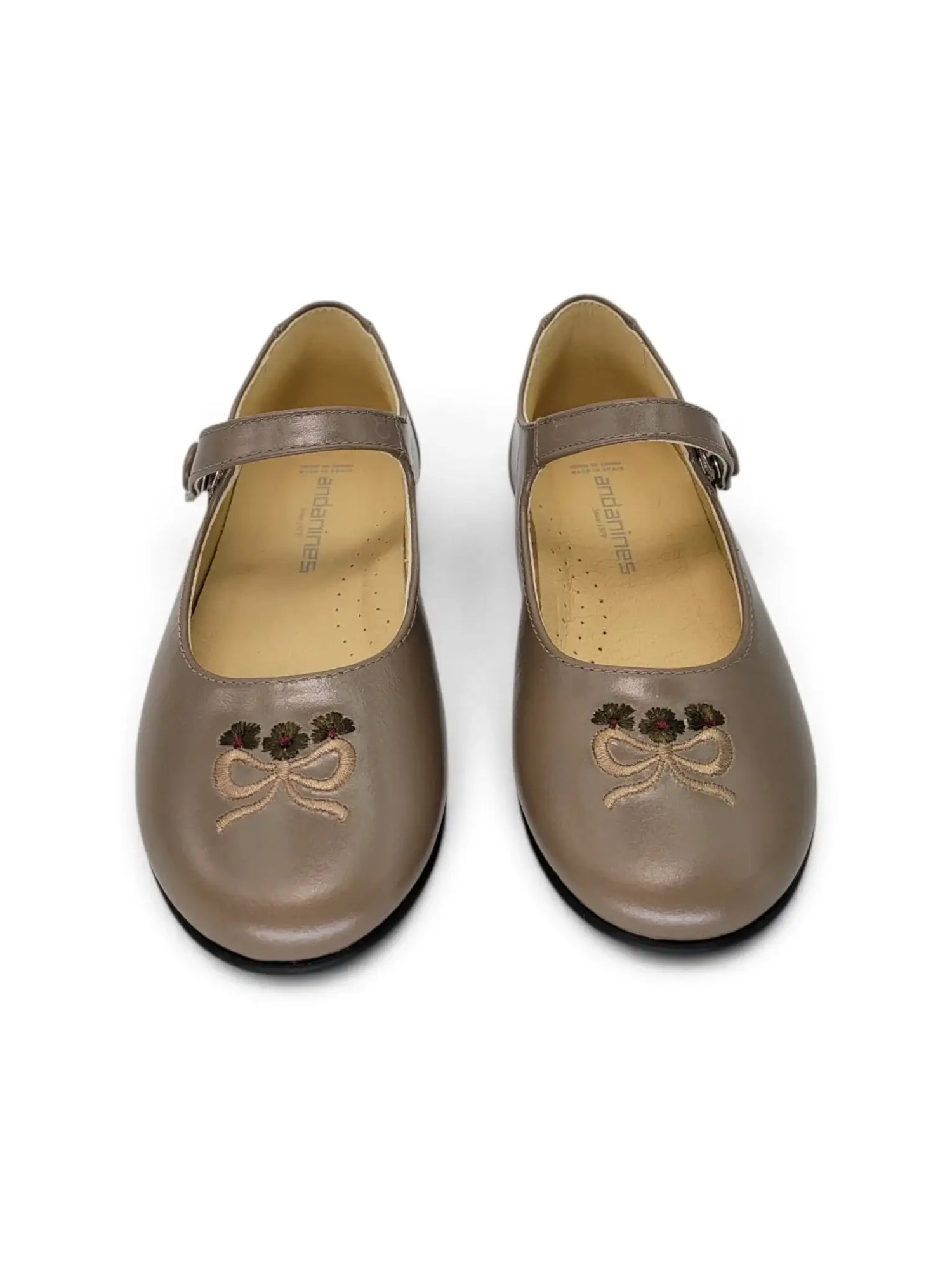 Andanines taupe embroidered mary jane | kids shoes fast shipping