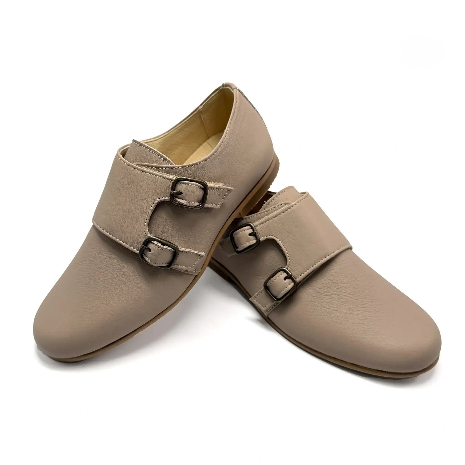 Andanines taupe monk dress shoe for fast shipping