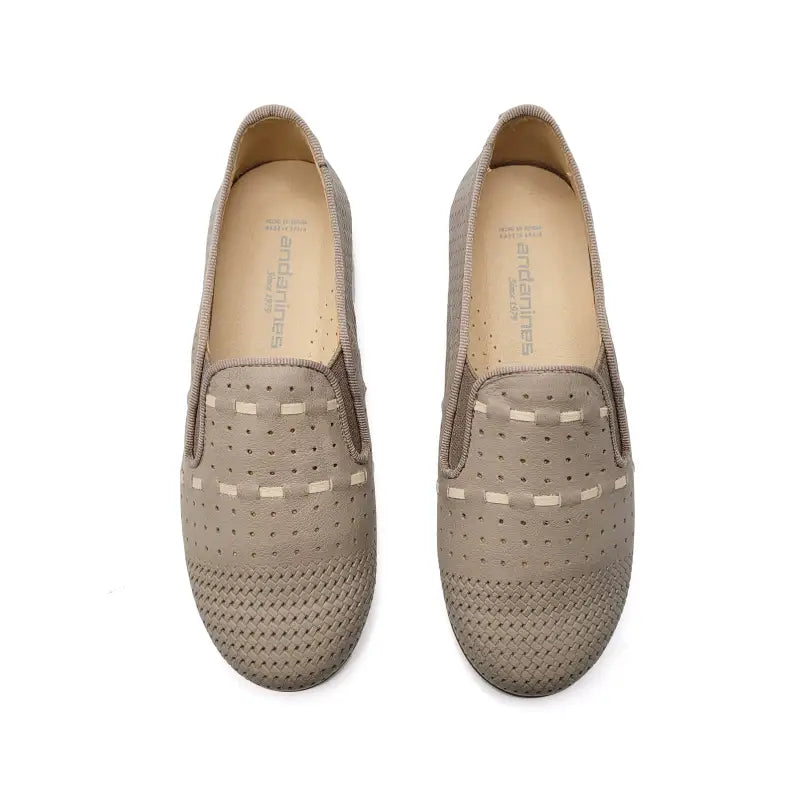 Andanines taupe woven smoking shoe 182447 - slip on dress shoe