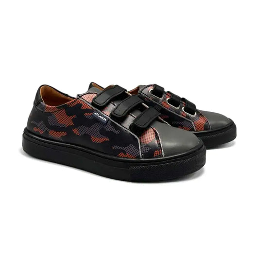 Atlanta Mocassin Black Grey Orange Military Velcro Sneaker 523 - GIRLS