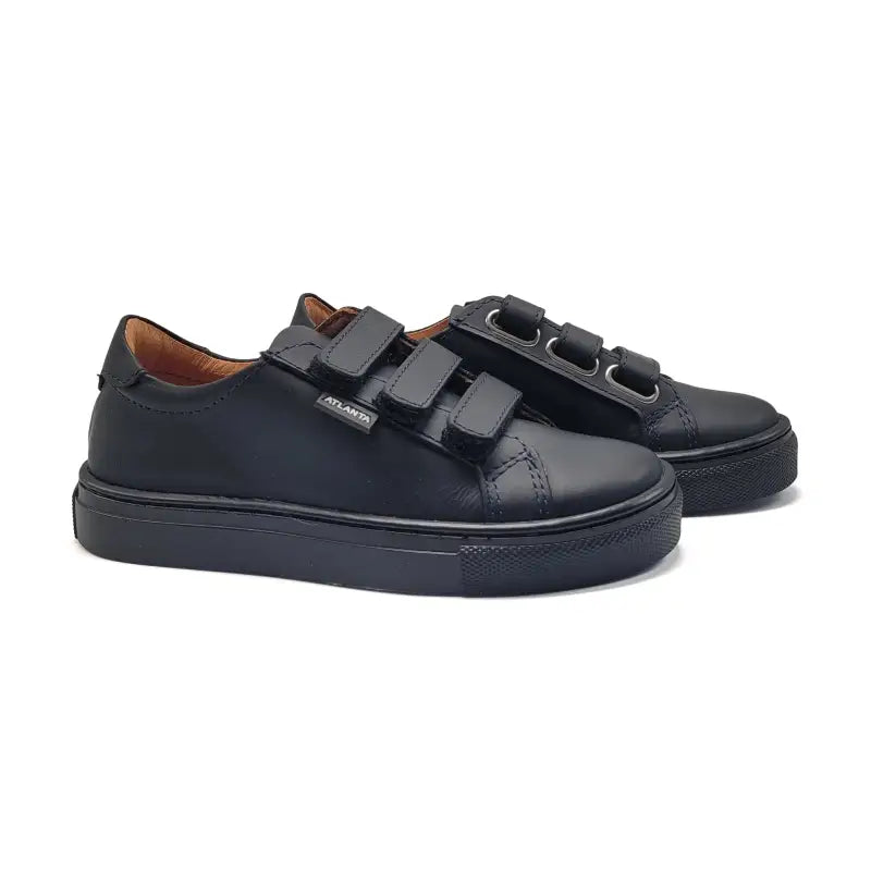 Atlanta mocassin black gum blue stich velcro sneaker 523 - velcro sneaker