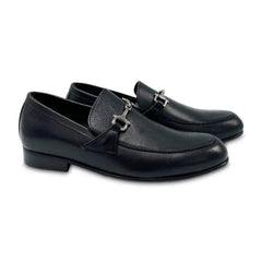 Atlanta Mocassin Black Smooth Chain Loafer SX225
