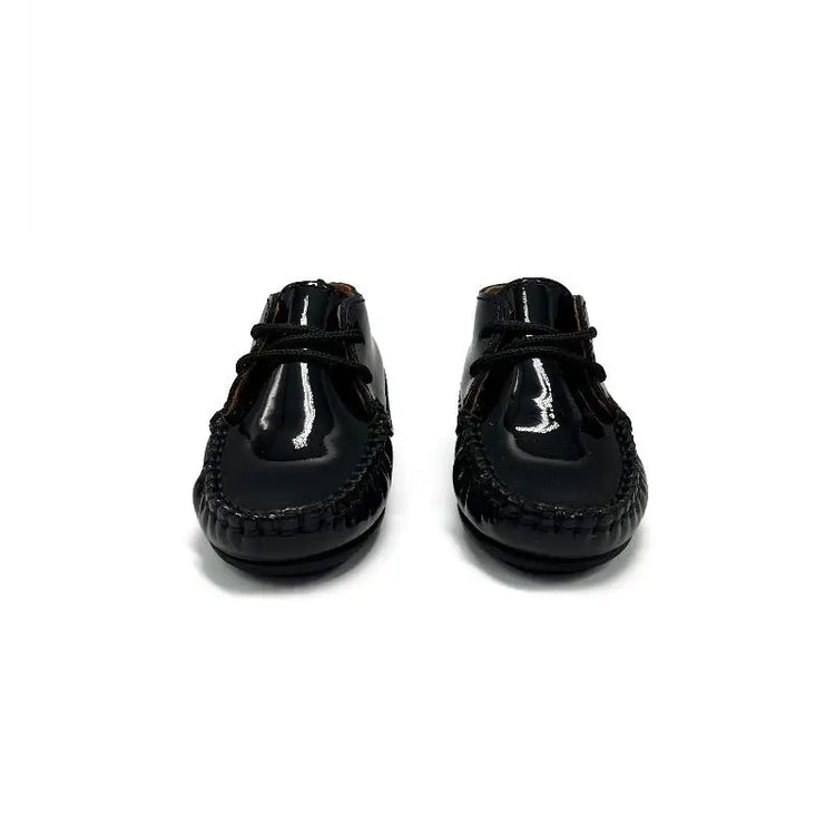 Atlanta Mocassin Black Patent Baby Bootie 073 - FIRST WALKER