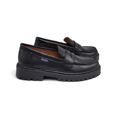 ATLANTA MOCASSIN Black Polished Chunky Penny Loafer 719K - 28 - GIRLS