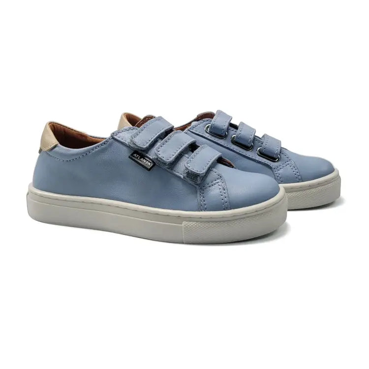 Atlanta Mocassin Blue Sky 3 Strap Velcro Sneaker 523 - GIRLS