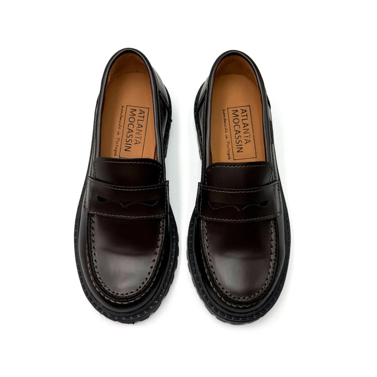 brown chunky loafer