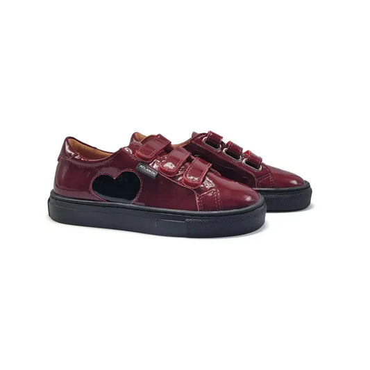 Atlanta mocassin burgundy patent heart velcro sneaker 523 - velcro sneaker