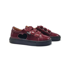 Atlanta mocassin burgundy patent heart velcro sneaker 523 - velcro sneaker