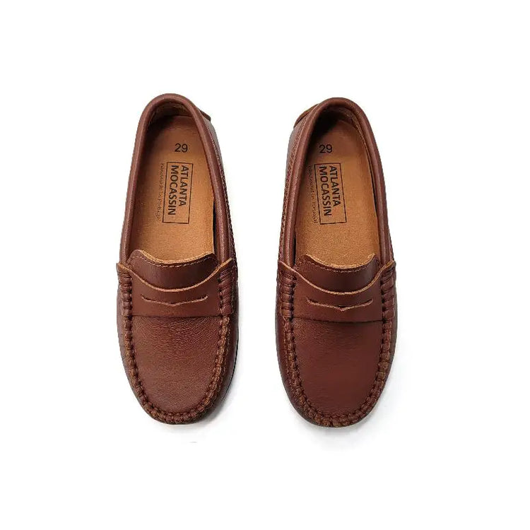 Atlanta mocassin camel brown penny loafer leather | laced shoe fast shipping