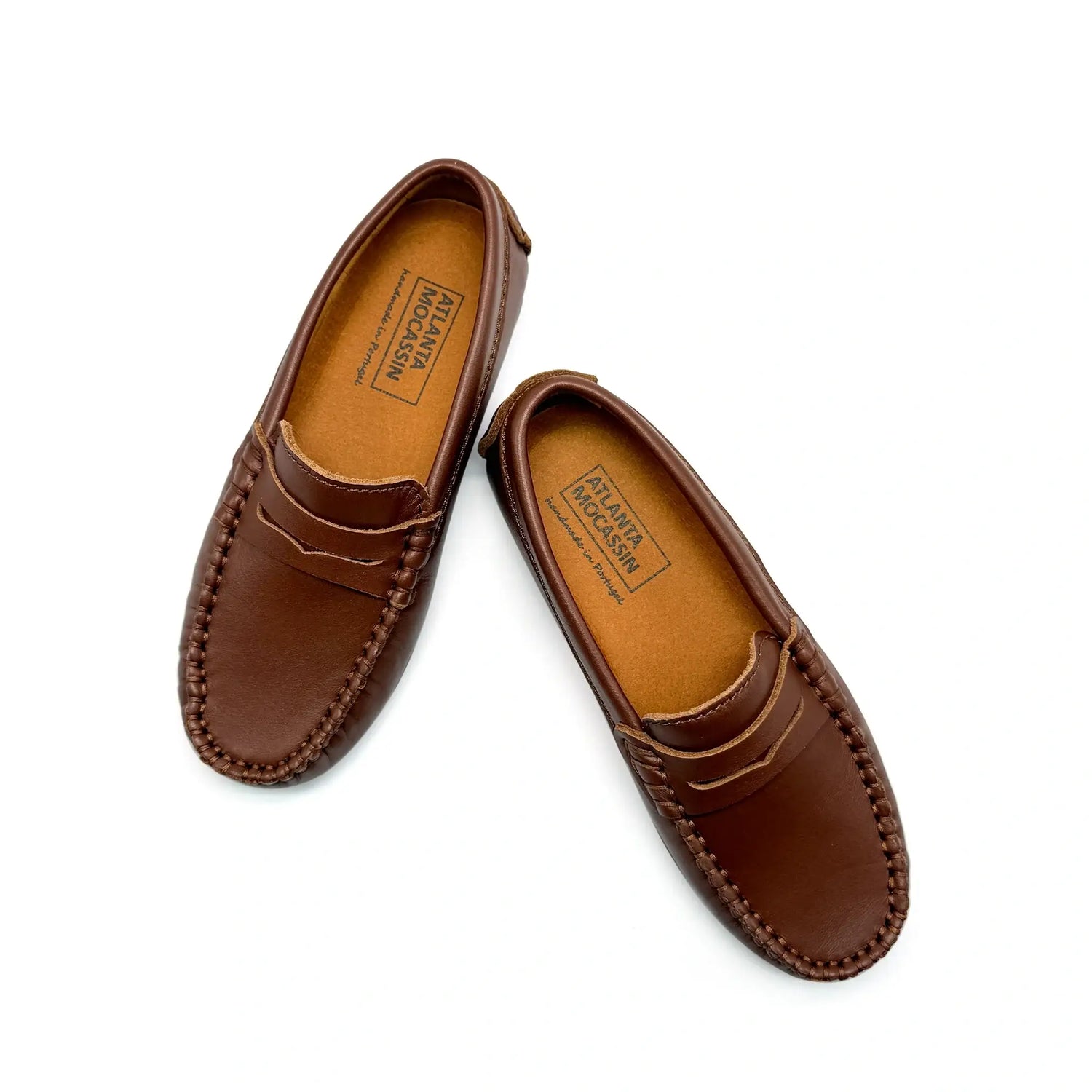 Atlanta mocassin camel brown penny loafer leather | laced shoe fast shipping