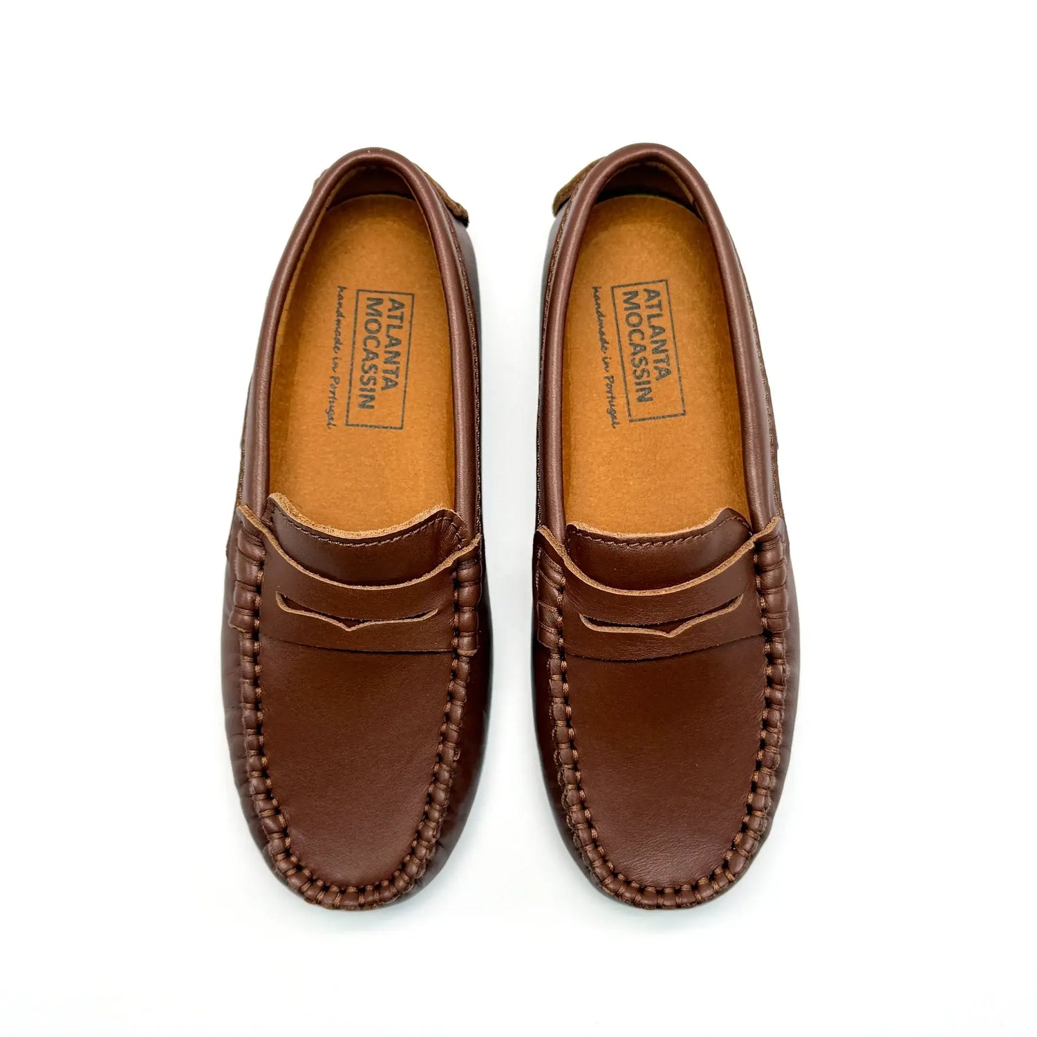 Atlanta mocassin camel brown penny loafer leather | laced shoe fast shipping