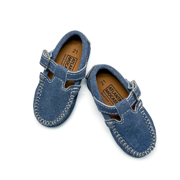 Atlanta mocassin denim blue t strap loafer fast shipping