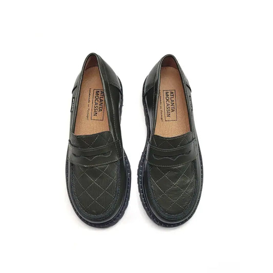 Atlanta mocassin green polished loafer 719k - chunky