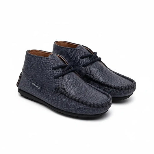 Atlanta Mocassin Navy Safiano Baby Bootie 073
