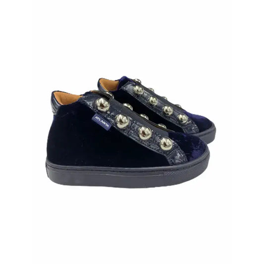 Atlanta mocassin navy velvet high top girls sneakers | laced shoe fast shipping