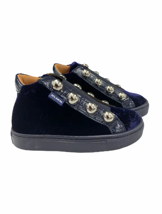 Atlanta mocassin navy velvet high top girls sneakers | laced shoe fast shipping