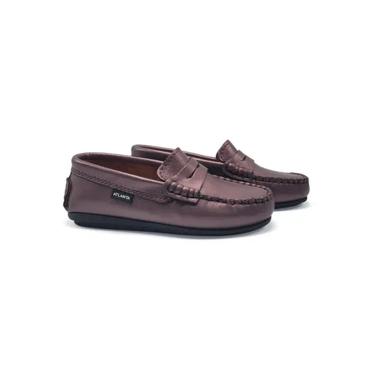 Atlanta mocassin old rose metal slip on penny loafer 032
