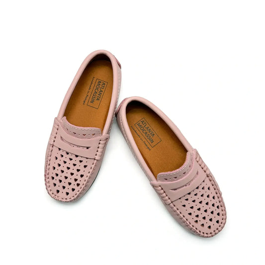 Pink heart penny loafer mocassin flats fast shipping
