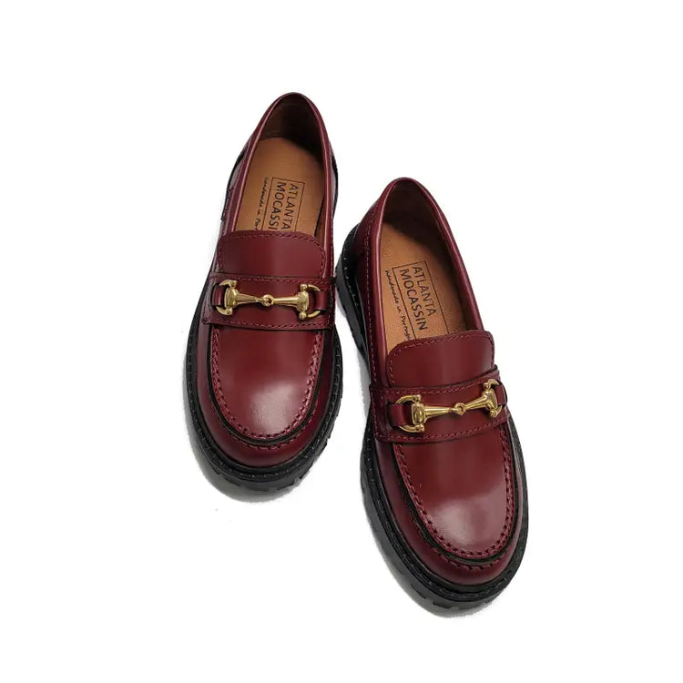 Atlanta mocassin polished burgundy chunky loafer 17k