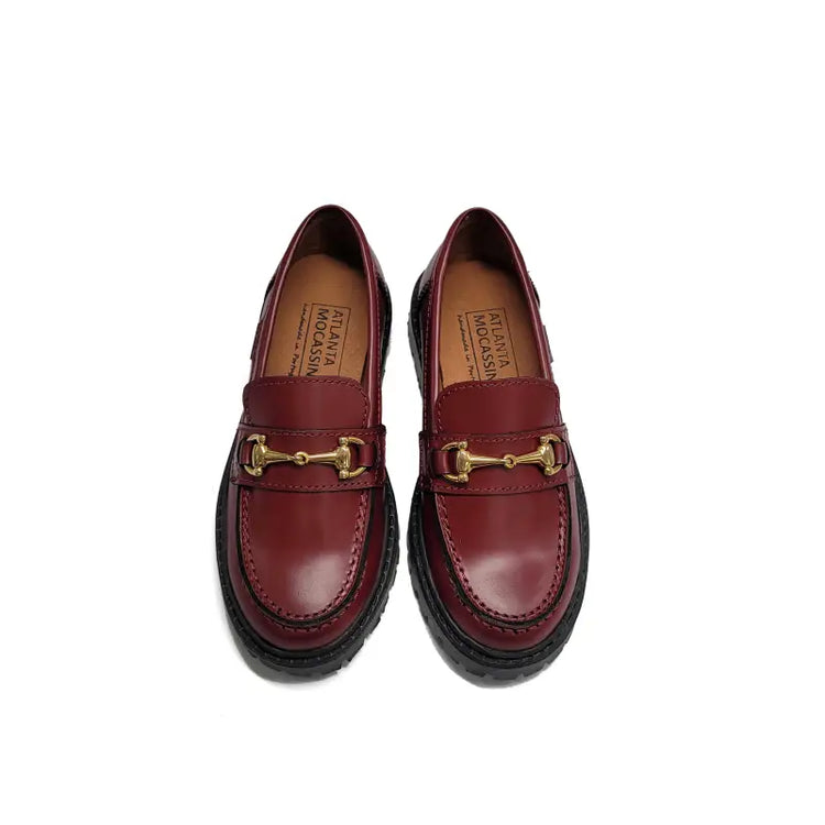 Atlanta mocassin polished burgundy chunky loafer 17k