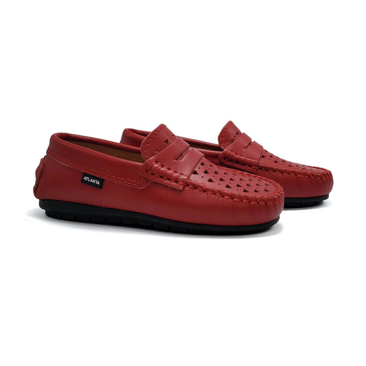 Atlanta Mocassin Red Hearts Cut Out Penny Loafer 032