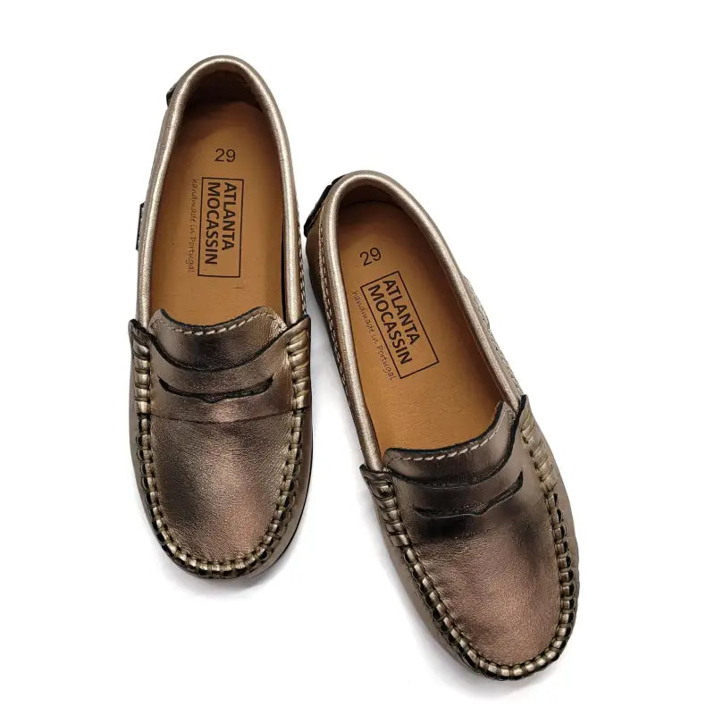 Atlanta Mocassin Rose Gold Penny Loafer 032 - GIRLS