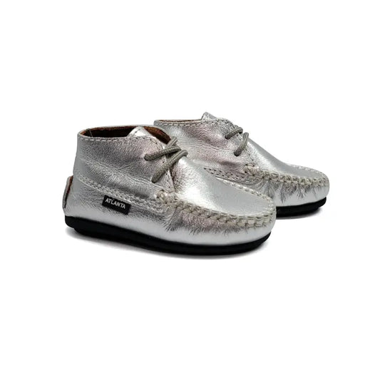 Atlanta Mocassin Silver Metal Baby Bootie 073 - FIRST WALKER