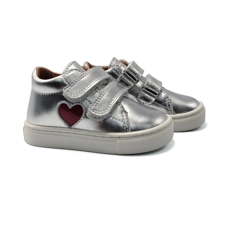 Atlanta Mocassin Silver Red Heart First Walker Velcro Sneaker 151