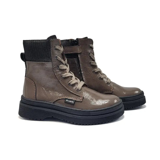 Atlanta mocassin taupe crinkle boot 111c