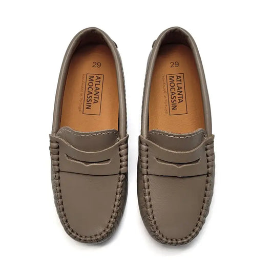 Atlanta mocassin taupe smooth penny loafer 032
