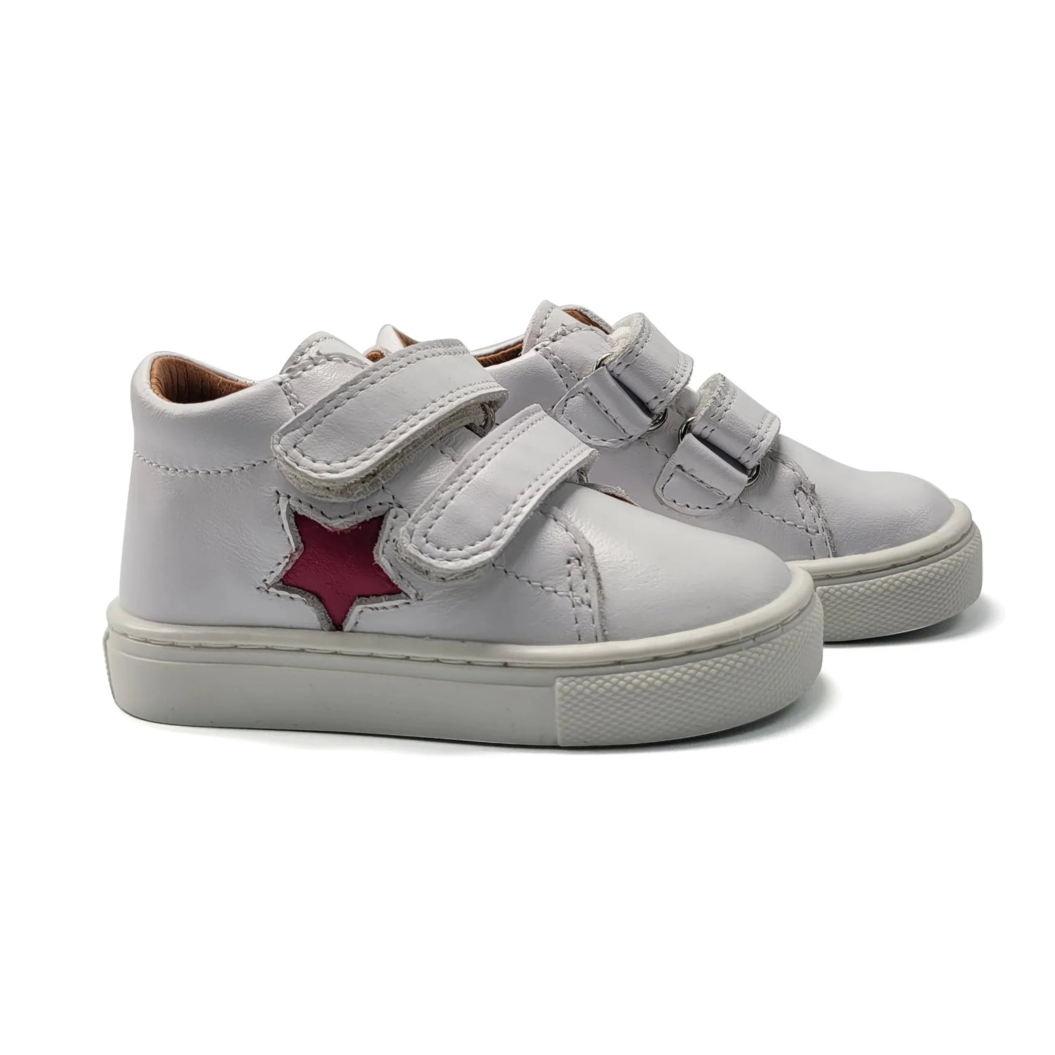 Atlanta Mocassin White Fuschia Star First Walker Velcro Sneaker 151