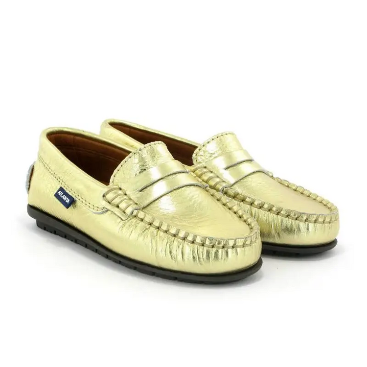 Atlanta Moccasin Gold Metallic Penny Loafer mt64 - 20 - GIRLS