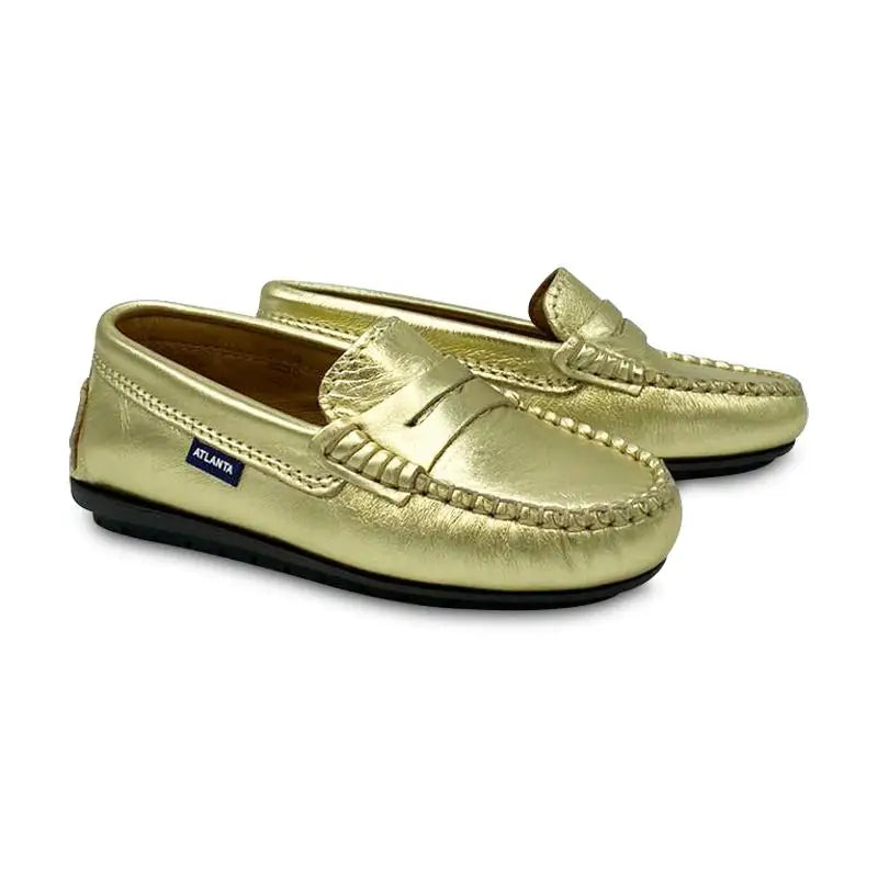 Atlanta Moccasin Gold Metallic Penny Loafer mt64 - GIRLS