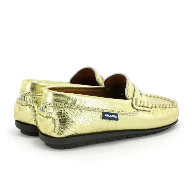 Atlanta Moccasin Gold Metallic Penny Loafer mt64 - GIRLS