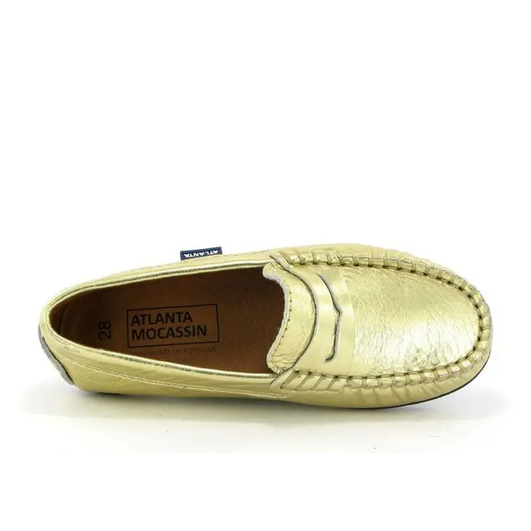 Atlanta Moccasin Gold Metallic Penny Loafer mt64 - GIRLS