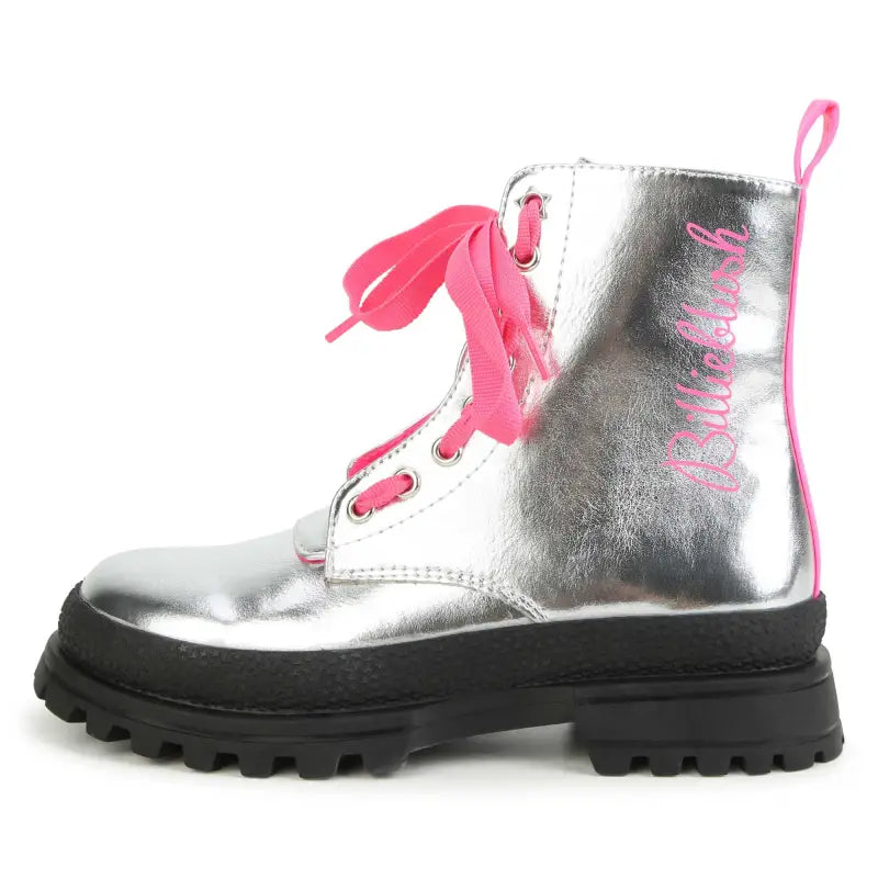 Billie blush silver leather pink lace boot 9368 - girls