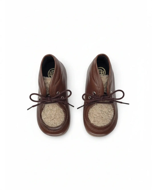 Blublonc bae brown fur first walker bootie | kids fast shipping