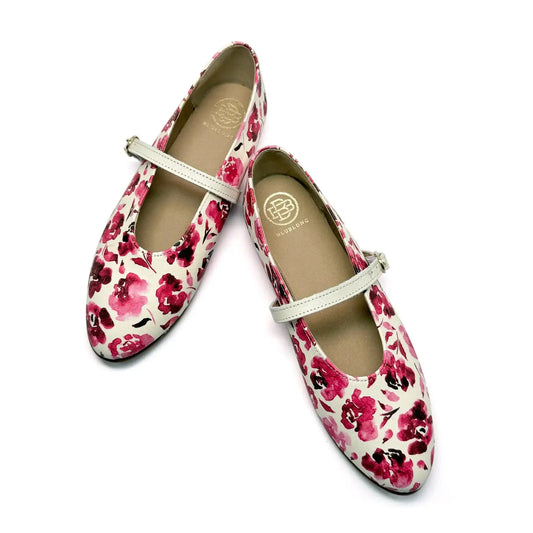 Blublonc becky pink floral mary jane shoes fast shipping