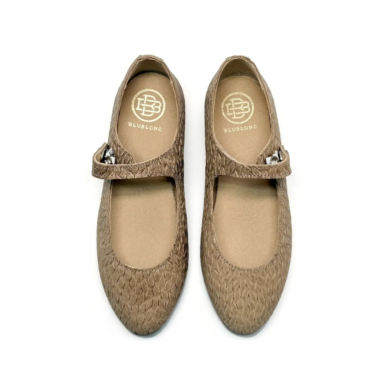 Blublonc calsy taupe mary jane leather shoes fast shipping