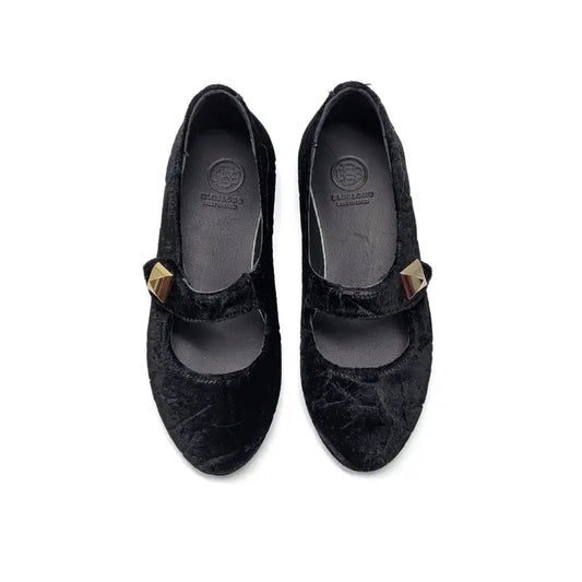 Blublonc cia crushed black velvet slip on - mary jane