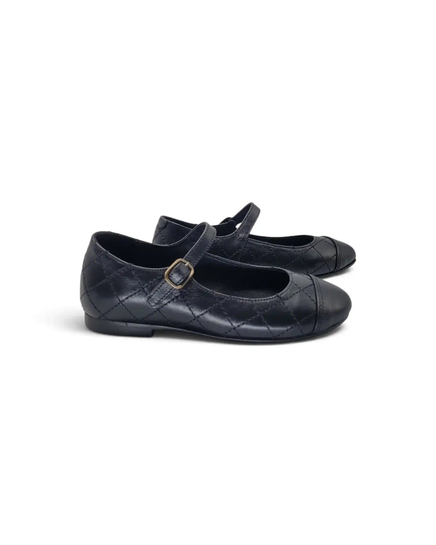 Blublonc codi black leather quilted mary jane | kids fast shipping