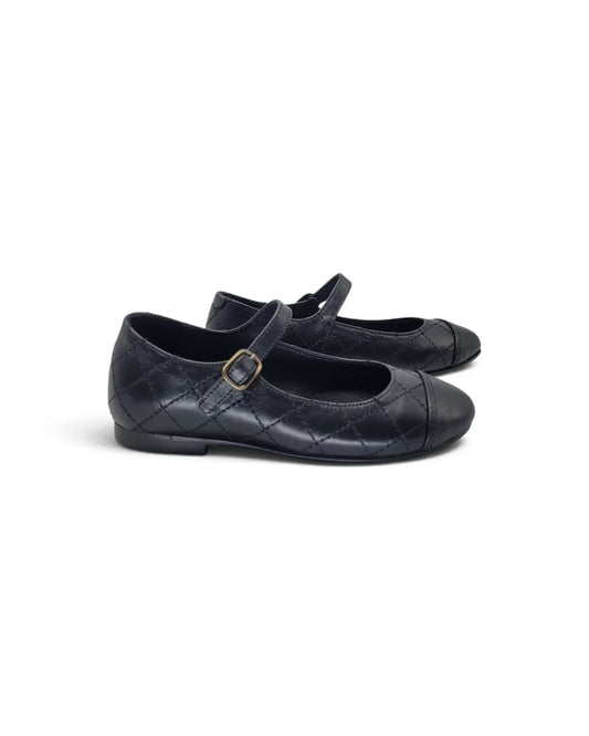 Blublonc codi black leather quilted mary jane | kids fast shipping
