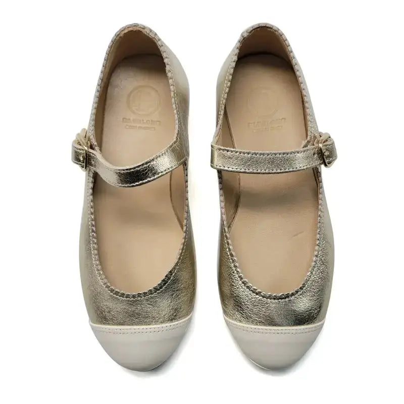 Blublonc cora gold metal mary jane shoes fast shipping