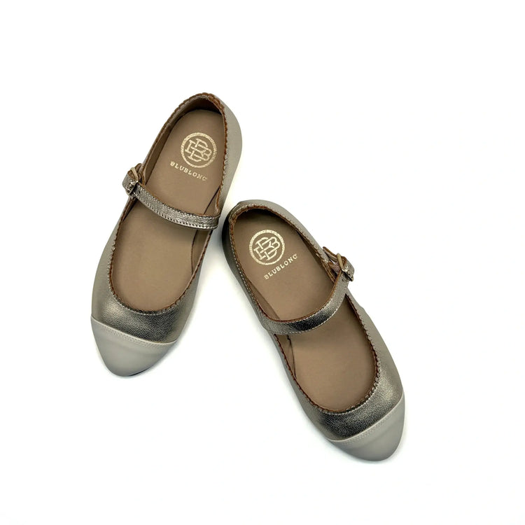 Blublonc cora gold metal mary jane shoes fast shipping