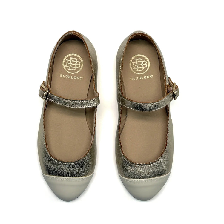 Blublonc cora gold metal mary jane shoes fast shipping